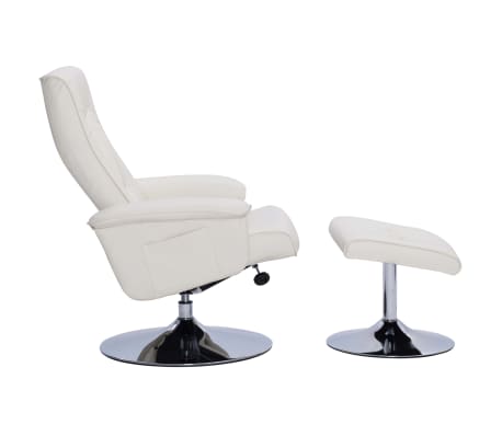 vidaXL Recliner Chair with Footstool Cream Faux Leather