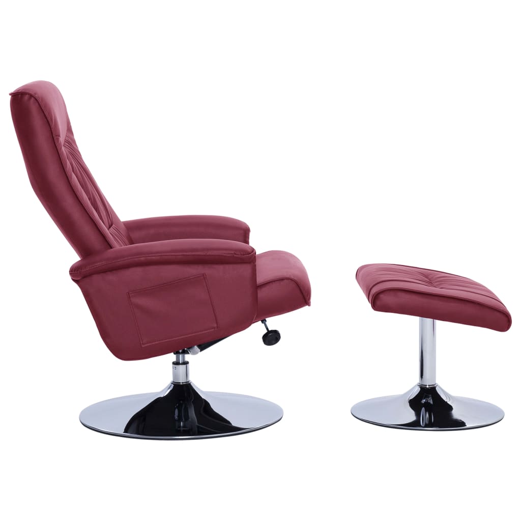 vidaXL Recliner Chair with Footstool Wine Red Faux Leather