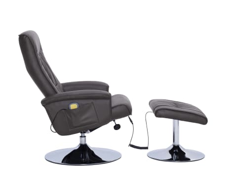vidaXL Massasjestol med fotskammel grå kunstig skinn