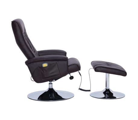 vidaXL Massasjestol med fotskammel brun kunstig skinn