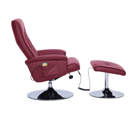vidaXL Massage Recliner with Footstool Wine Red Faux Leather