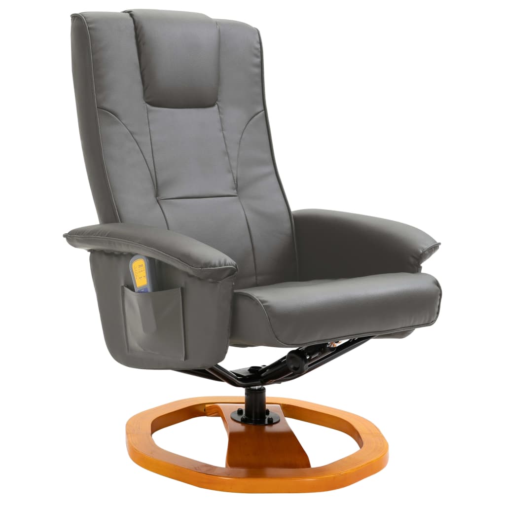 vidaXL Massage Chair with Foot Stool Grey Faux Leather