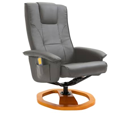 vidaXL Massage Chair with Foot Stool Grey Faux Leather