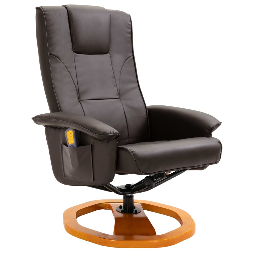 vidaXL Massage Chair with Foot Stool Brown Faux Leather