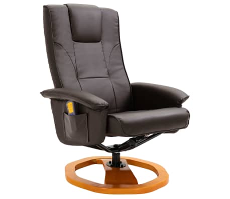 vidaXL Massage Chair with Foot Stool Brown Faux Leather