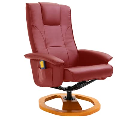 vidaXL Massage Chair with Foot Stool Wine Red Faux Leather