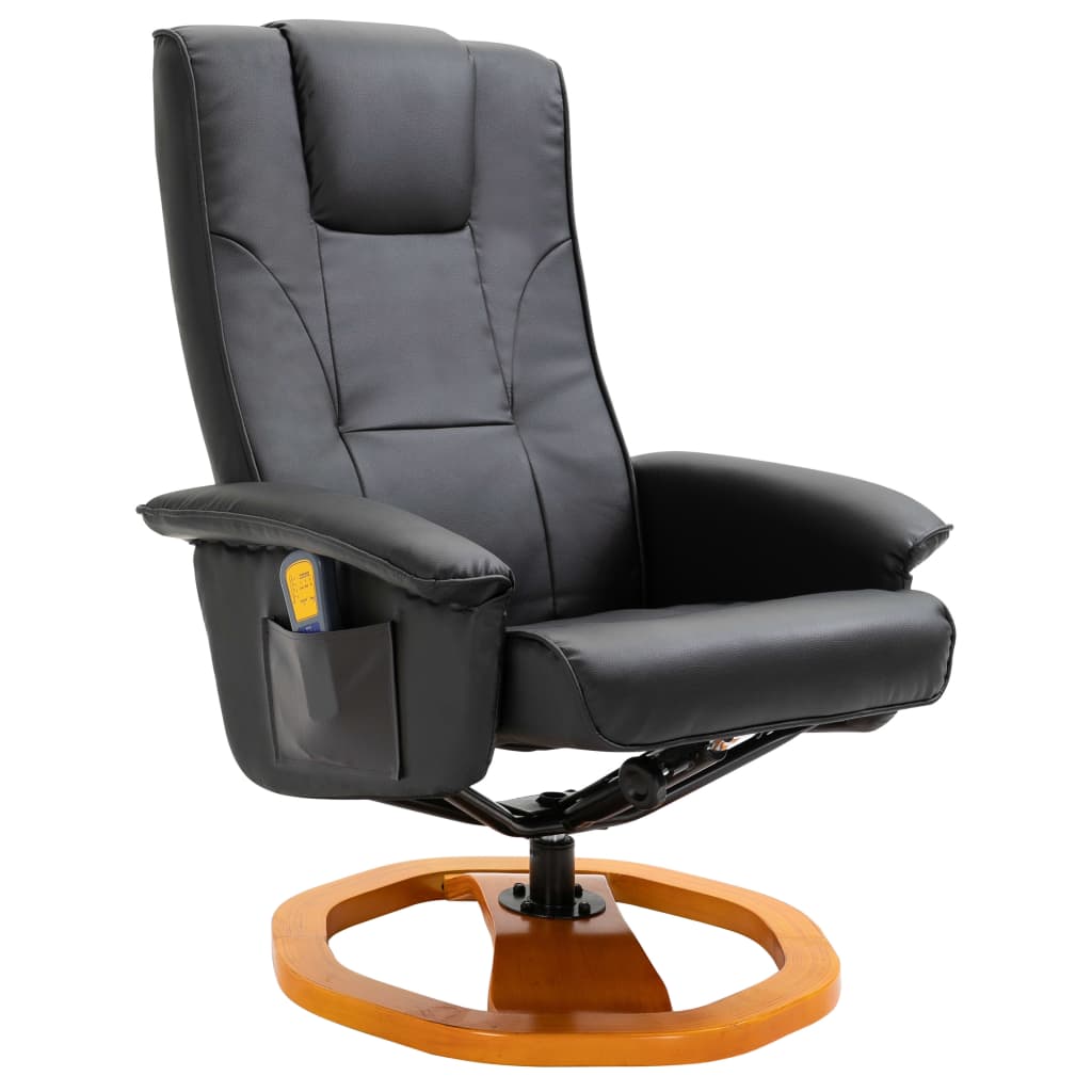 vidaXL Massage Chair with Foot Stool Black Faux Leather