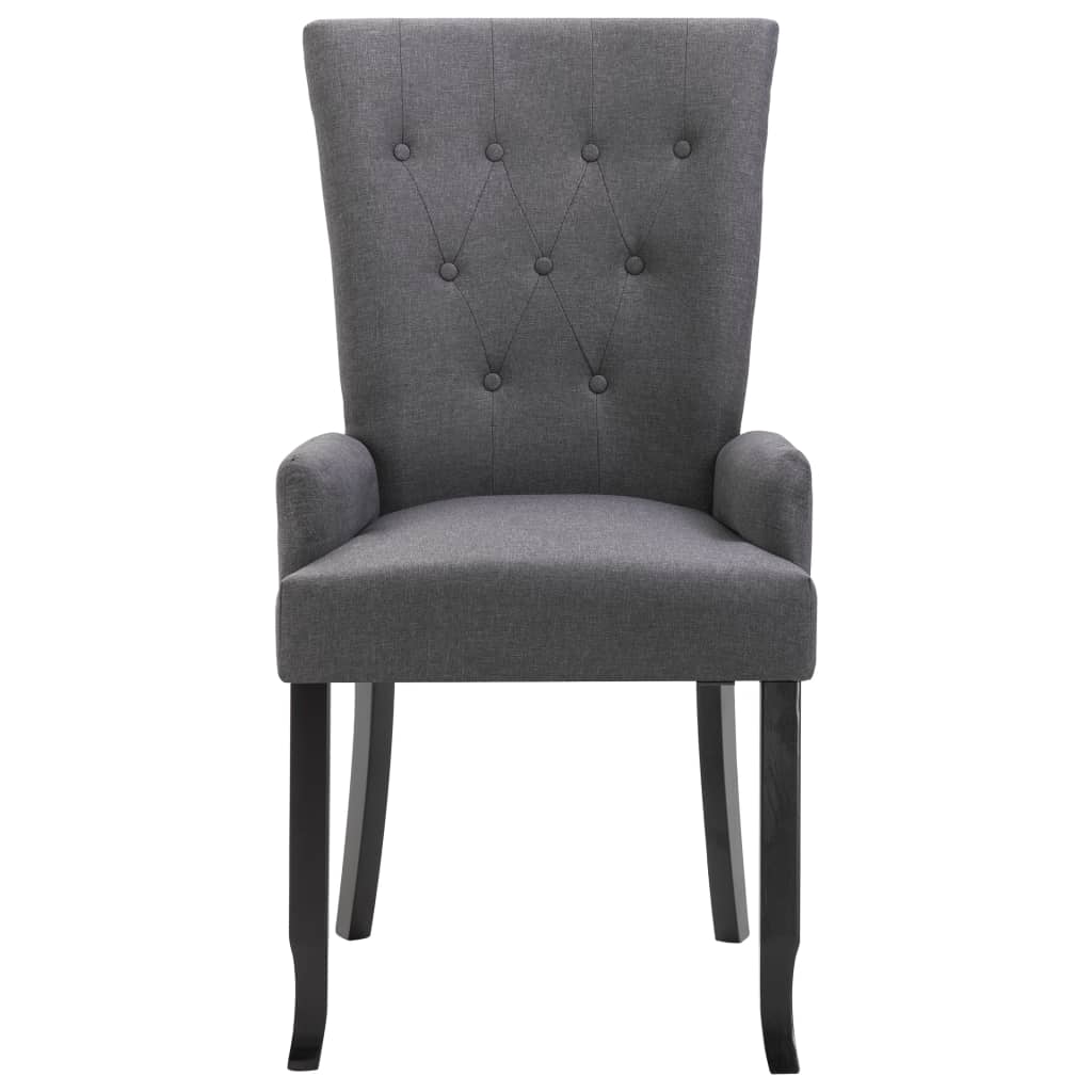 vidaXL Dining Chair with Armrests Dark Gray Fabric