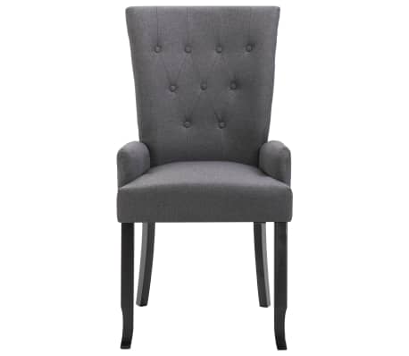 vidaXL Dining Chair with Armrests Dark Gray Fabric