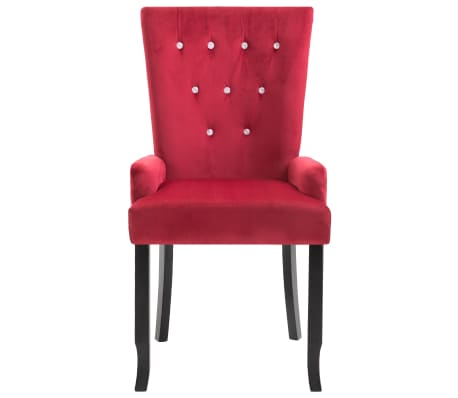 vidaXL Dining Chair with Armrests Red Velvet