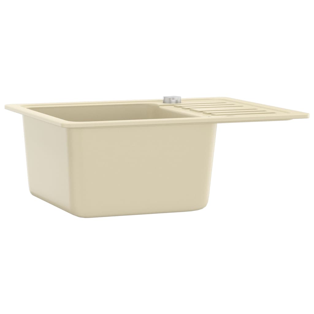 

vidaXL Gootsteen enkele bak graniet beige