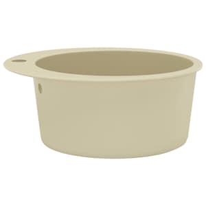 Žulový kuchyňský dřez jednoduchý kulatý béžový - obrázek 6