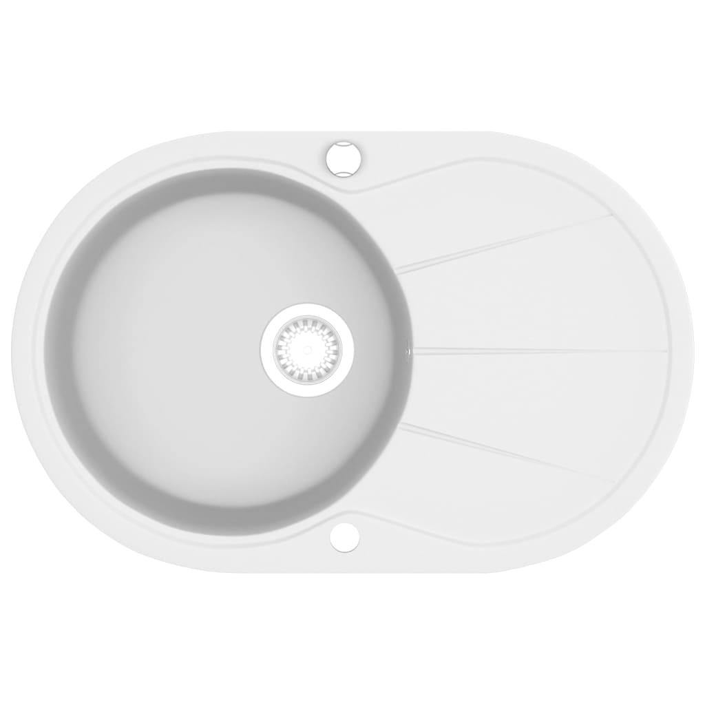 vidaXL Chiuvetă de bucătărie din granit, alb, un bazin, oval vidaXL