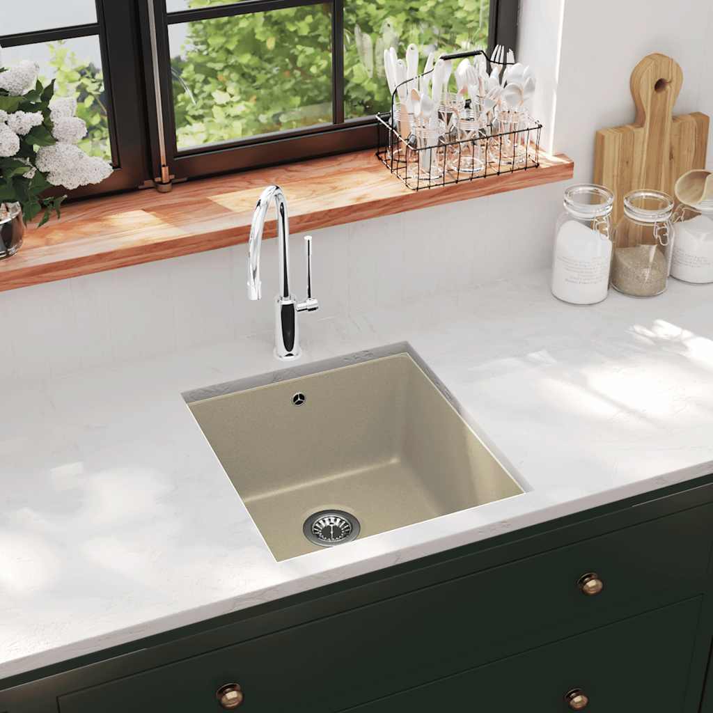 Lavello Da Cucina In Granito Vasca Singola Beige - Vidaxl