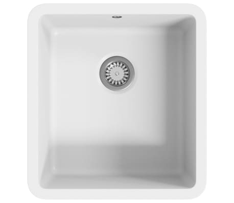 vidaXL Evier de Cuisine Double Lavabo Egouttoir Encastr/é R/éversible avec Trou de Montage pour Robinet et Distributeur de Savon Int/érieur Maison Granit Blanc