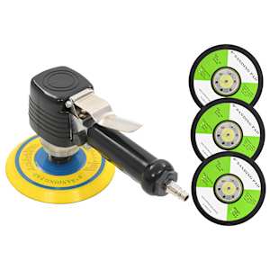 Pneumatická orbitální bruska s rukojetí + brusné kotouče 150 mm