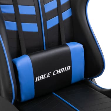 vidaXL Cadeira de gaming c/ apoio pés couro artificial azul[7/11]
