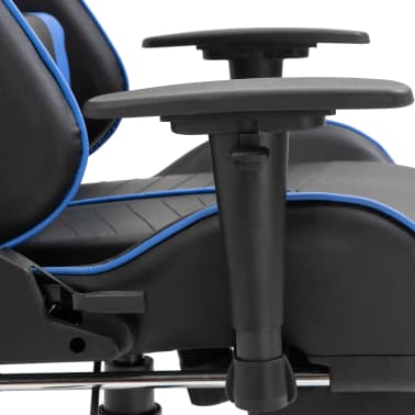 vidaXL Cadeira de gaming c/ apoio pés couro artificial azul[9/11]