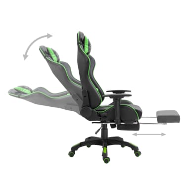 vidaXL Cadeira de gaming c/ apoio pés couro artificial verde[4/11]