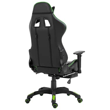 vidaXL Cadeira de gaming c/ apoio pés couro artificial verde[5/11]