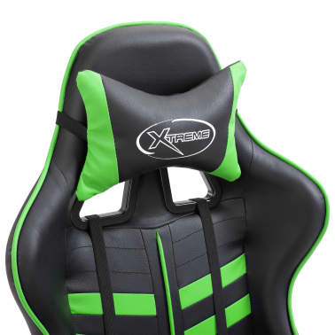 vidaXL Cadeira de gaming c/ apoio pés couro artificial verde[6/11]