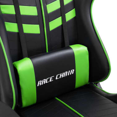 vidaXL Cadeira de gaming c/ apoio pés couro artificial verde[7/11]
