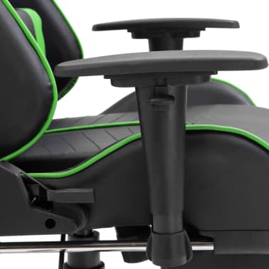 vidaXL Cadeira de gaming c/ apoio pés couro artificial verde[9/11]