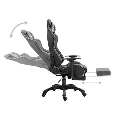 vidaXL Cadeira de gaming c/ apoio pés couro artificial cinzento[4/11]