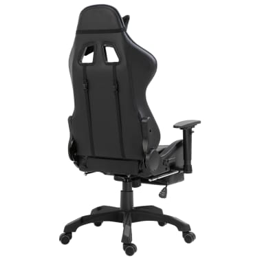vidaXL Cadeira de gaming c/ apoio pés couro artificial cinzento[5/11]
