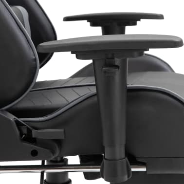 vidaXL Cadeira de gaming c/ apoio pés couro artificial cinzento[9/11]