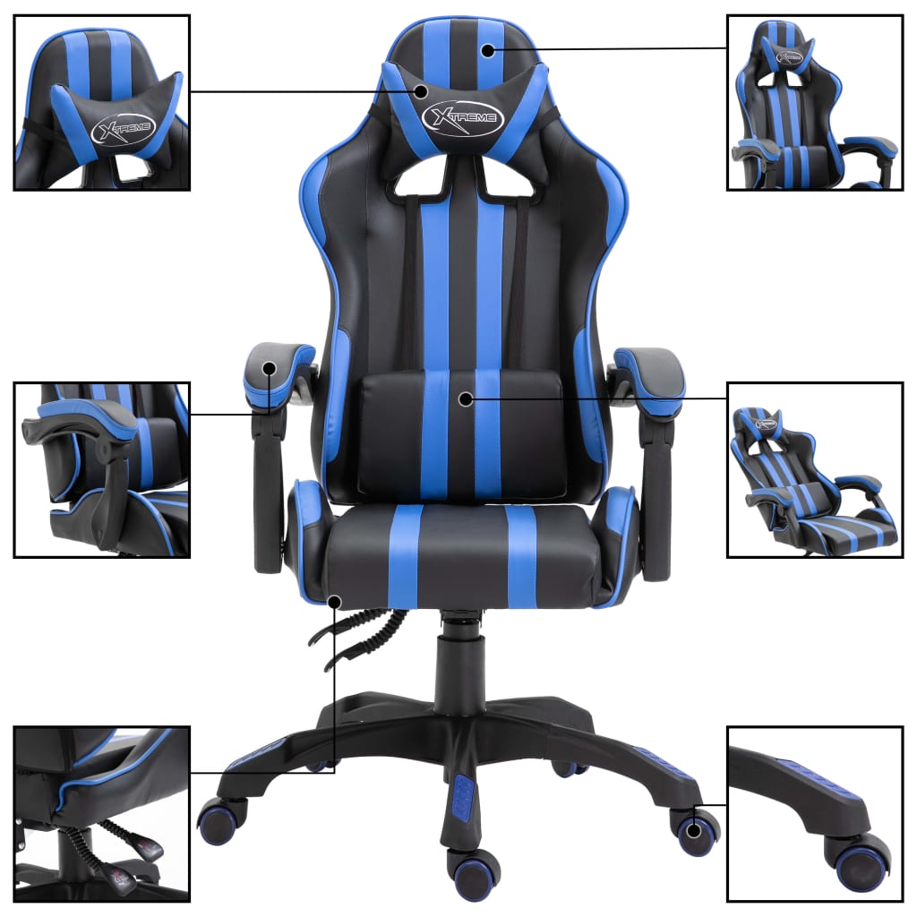 

vidaXL Gamestoel kunstleer blauw