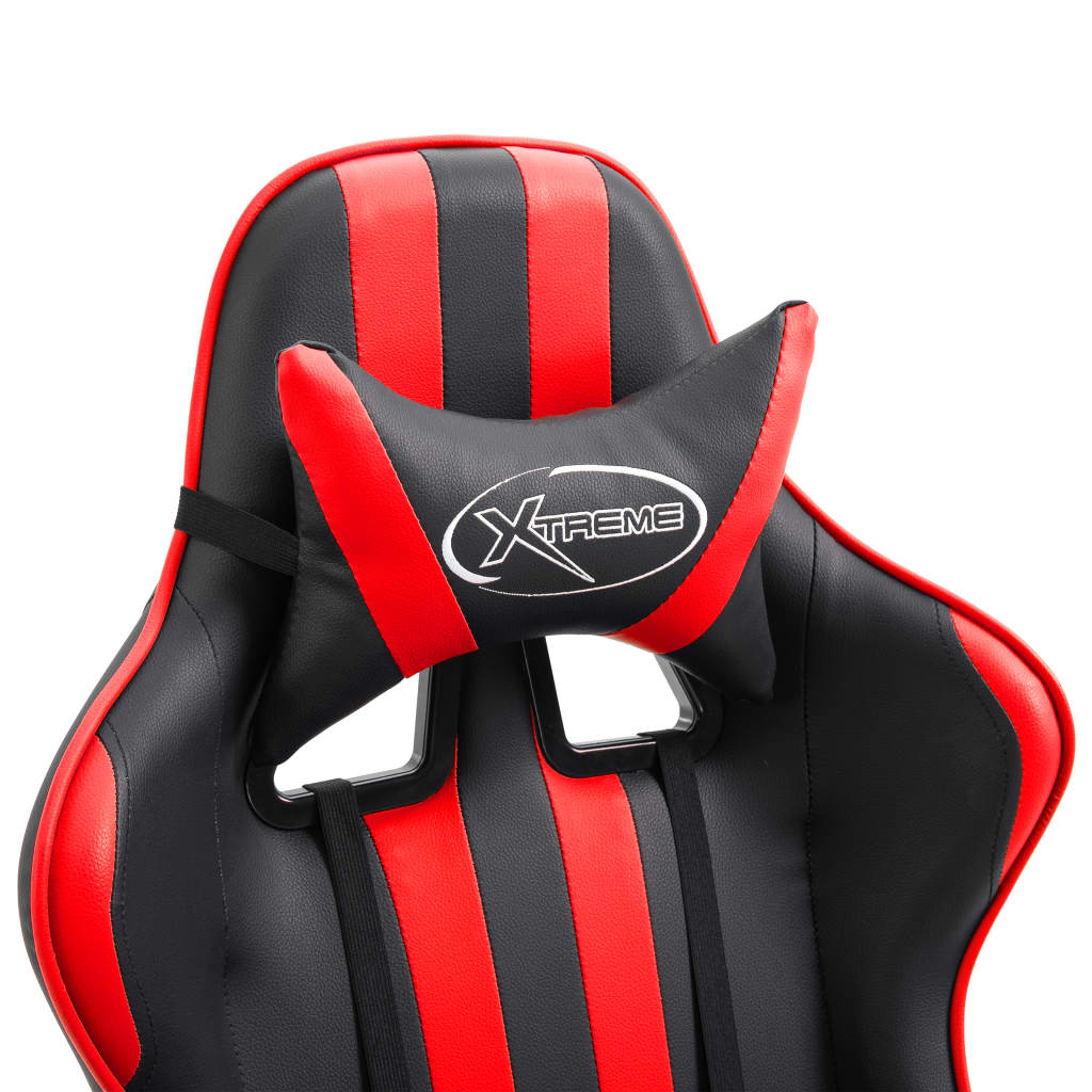 Piros műbőr gamer szék lábtartóval 