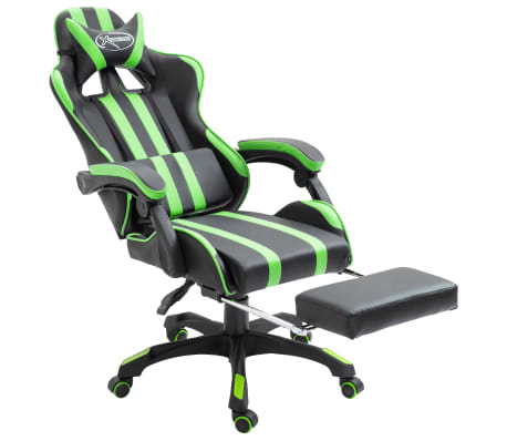 Olcsó vidaXL zöld műbőr gamer szék lábtartóval | vidaXL.hu Zöld műbőr gamer szék lábtartóval | FAVI.hu