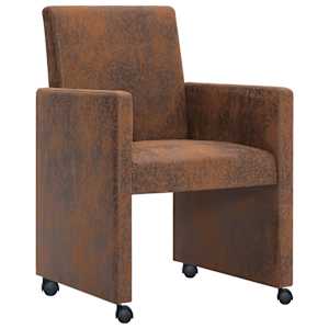 vidaXL Valgomojo kėdės, 2vnt., rudos, dirbtinė versta oda