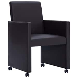 vidaXL Valgomojo kėdės, 2vnt., rudos, dirbtinė oda