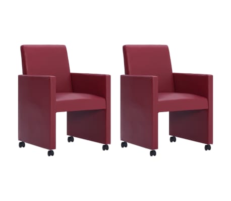 vidaXL Chaise de salle à manger 2 pcs Rouge bordeaux Similicuir vidaXL Chaise de salle à manger 2 pcs Rouge bordeaux Similicuir