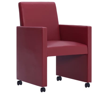 vidaXL Valgomojo kėdės, 2 vnt., raudonojo vyno spalvos, dirbt. oda