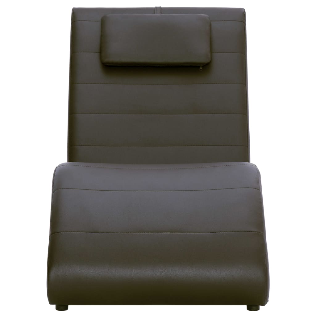 

vidaXL Chaise longue met kussen kunstleer bruin