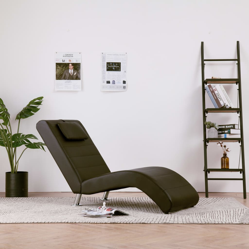 vida XL Chaiselongue mit Kissen Braun Kunstleder