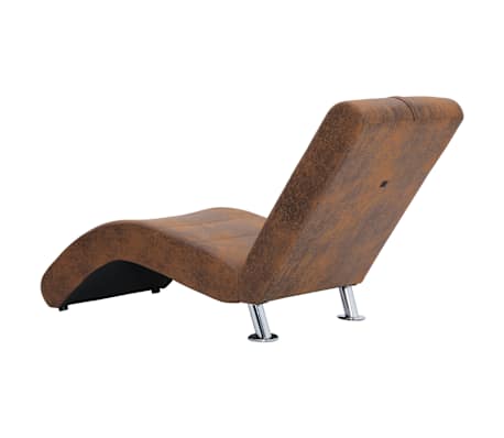 Sdraio Imbottita VidaXL Chaise Longue - Gambe In Acciaio, Rivestimento Similpelle Marrone, Con Massaggio E Riscaldamento