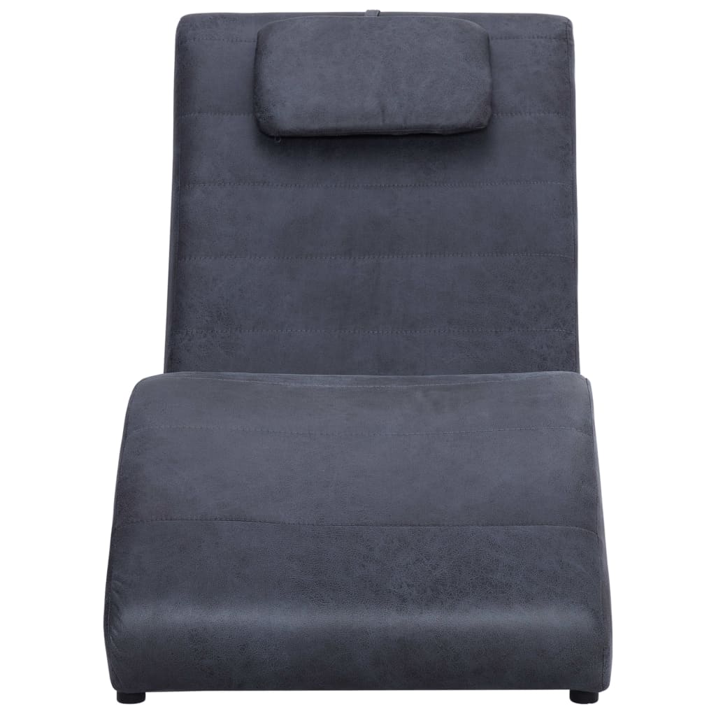 

vidaXL Chaise longue met kussen kunstsuède grijs