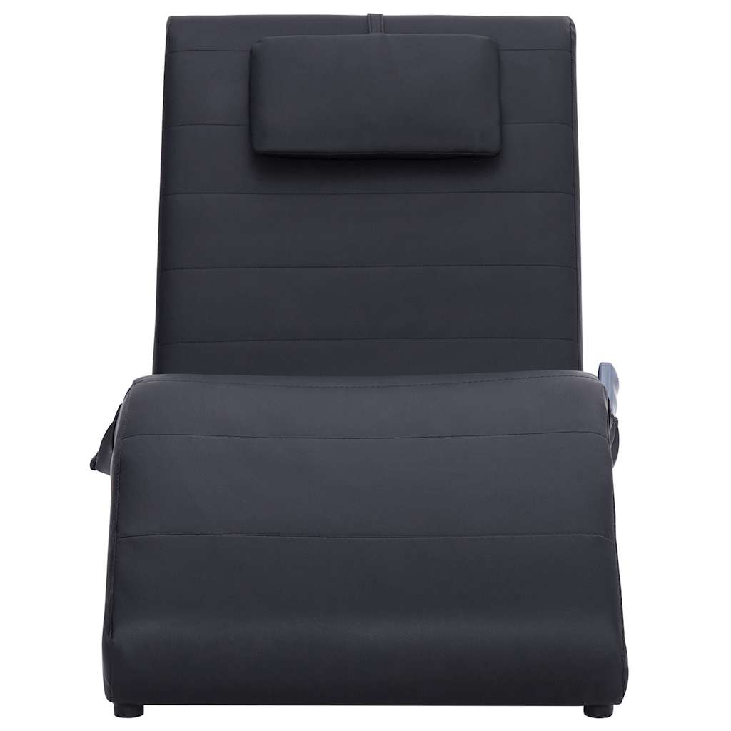 

vidaXL Massage chaise longue met kussen kunstleer zwart