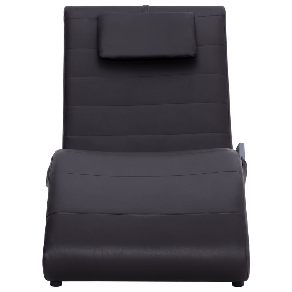 vidaXL Massage chaise longue met kussen kunstleer bruin