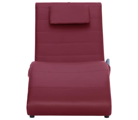 vidaXL Chaise longue de massage et oreiller Rouge bordeaux Similicuir