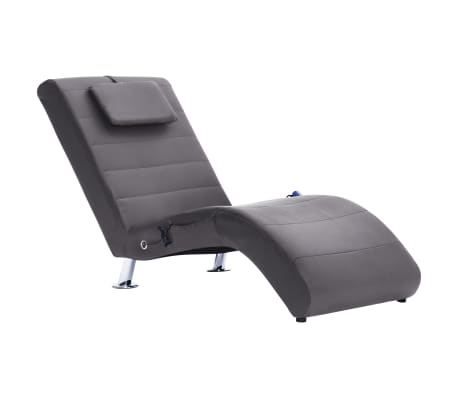 vidaXL Chaise longue de massage avec oreiller Gris Similicuir vidaXL Chaise longue de massage avec oreiller Gris Similicuir