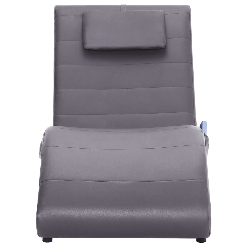 

vidaXL Massage chaise longue met kussen kunstleer grijs