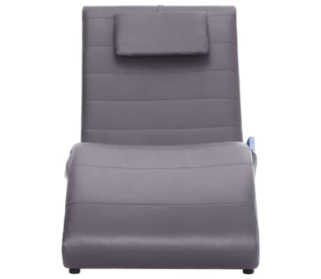 vidaXL Massage chaise longue met kussen kunstleer grijs