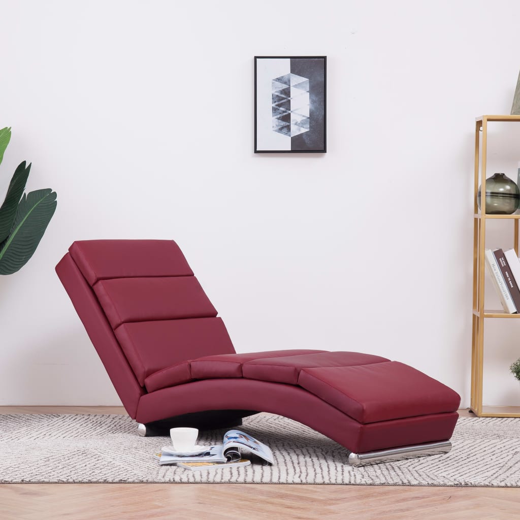 vidaXL Chaiselongue Weinrot Kunstleder