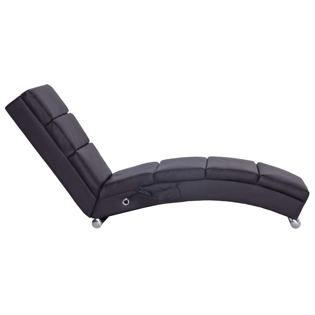 vidaXL Massage chaise longue kunstleer bruin