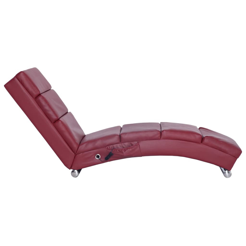 

vidaXL Massage chaise longue kunstleer wijnrood